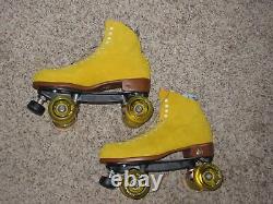 Riedell Moxi Lolly Pineapple Yellow SIZE 10 MEDIUM Quad Suede Roller Skates USA