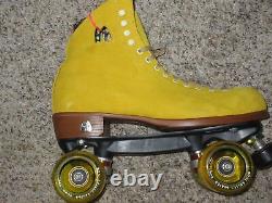 Riedell Moxi Lolly Pineapple Yellow SIZE 10 MEDIUM Quad Suede Roller Skates USA