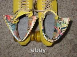 Riedell Moxi Lolly Pineapple Yellow SIZE 10 MEDIUM Quad Suede Roller Skates USA