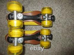 Riedell Moxi Lolly Pineapple Yellow SIZE 10 MEDIUM Quad Suede Roller Skates USA