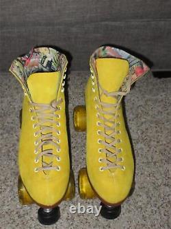 Riedell Moxi Lolly Pineapple Yellow SIZE 10 MEDIUM Quad Suede Roller Skates USA