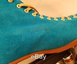 Riedell Moxi Lolly Pool Blue Suede Women's Indoor Outdoor Roller Skates 10 NIB