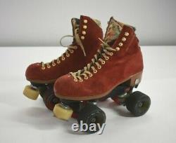Riedell Moxi Lolly Roller Skates Red Womens Suede Handmade in USA 4 Wheel 7 Med