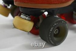 Riedell Moxi Lolly Roller Skates Red Womens Suede Handmade in USA 4 Wheel 7 Med