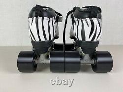 Riedell Quad Dart Roller Skates Womens Size 5 Zebra