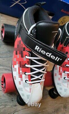 Riedell Quad Roller Performance Skates Dart Ombre Pixel Red Black Color Size 8