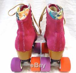 Riedell Quad Roller Skates Moxi Lolly Fuchsia Suede Size 7
