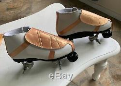 Riedell Quad Roller Skates Size 7 White With Rose Gold Custom Paint