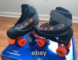 Riedell Quad Roller Skates Size 7L/6M, M860, MED, ORG Wheel, Black/ Gray