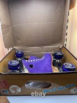 Riedell Quad Roller Skates Violet Taffy NEW IN BOX Leather Suede Sz 9 SHIPS FREE