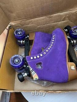 Riedell Quad Roller Skates Violet Taffy NEW IN BOX Leather Suede Sz 9 SHIPS FREE