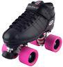 Riedell R3 Back & Pink Quad Roller Derby Speed Skates with EDM Demon Wheels