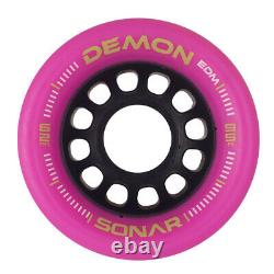 Riedell R3 Back & Pink Quad Roller Derby Speed Skates with EDM Demon Wheels