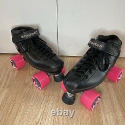 Riedell R3 CAYMAN Roller Derby Skates Size 8 Women's Black Pink Wheels