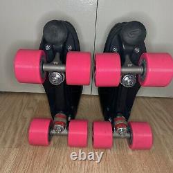 Riedell R3 CAYMAN Roller Derby Skates Size 8 Women's Black Pink Wheels