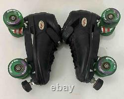Riedell R3 CAYMAN Roller Derby Speed Skates Black Radar Wheels EUC Size 8
