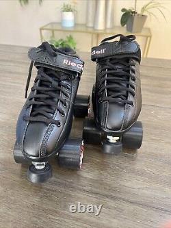 Riedell R3 Cayman Black Quad Roller Derby Speed Skates Size 9