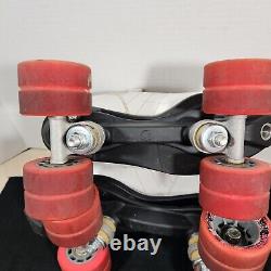 Riedell R3 Cayman Quad Roller Skates White Derby Style Pink Laces Wheels Size 7