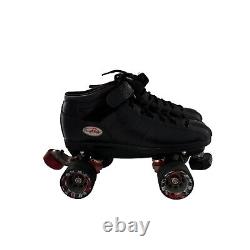 Riedell R3 Cayman Roller Skates 10 Black Quad Speed Skate PVC Retro Derby vtg