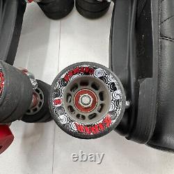 Riedell R3 Cayman Roller Skates 10 Black Quad Speed Skate PVC Retro Derby vtg