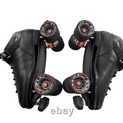 Riedell R3 Cayman Roller Skates 10 Black Quad Speed Skate PVC Retro Derby vtg