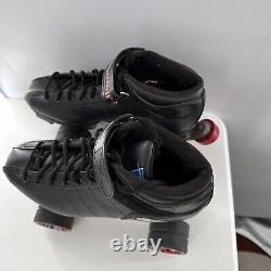 Riedell R3 Cayman Roller Skates 10 Black Quad Speed Skate PVC Retro Derby vtg