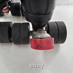 Riedell R3 Cayman Roller Skates 10 Black Quad Speed Skate PVC Retro Derby vtg