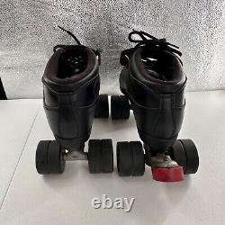 Riedell R3 Cayman Roller Skates 10 Black Quad Speed Skate PVC Retro Derby vtg