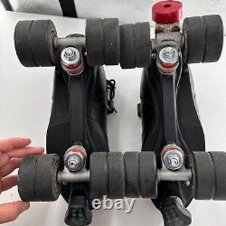 Riedell R3 Cayman Roller Skates 10 Black Quad Speed Skate PVC Retro Derby vtg