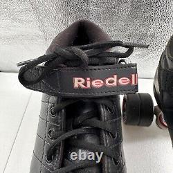 Riedell R3 Cayman Roller Skates 10 Black Quad Speed Skate PVC Retro Derby vtg