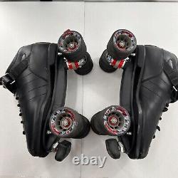 Riedell R3 Cayman Roller Skates 10 Black Quad Speed Skate PVC Retro Derby vtg