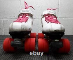 Riedell R3 Cayman Roller Skates White with Pink Wheels US Women's Size 10 C26