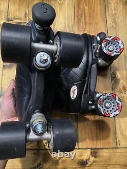 Riedell R3 Cayman Size 7 Quad Skates Sonar Wheels Black Roller Skates Derby