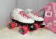 Riedell R3 Cayman White & Pink Roller Skates Radar Cayman Womens Size 7 with Bag