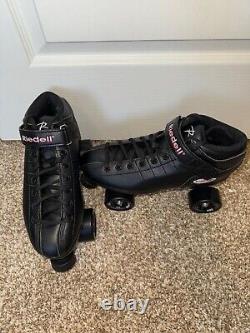 Riedell R3 Outdoor Roller Skate Set BLACK Size 9 With Extra Wheels, Bearings, &