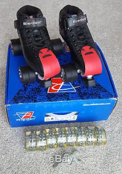 Riedell R3 Quad Roller Skates Size 5 PLUS Kryptonic Outdoor Wheels and Toe Guard