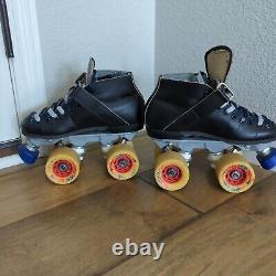 Riedell RS-1000 SZ2 Quad Speed Roller Skates TRAK ATAK 59mm Bones Reds Sure Grip