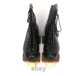 Riedell Red Wing 220 Black Leather Roller Skates Sure Grip Classic Size 10 EUC