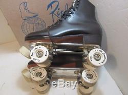 Riedell Red Wing Black Leather Roller Skates All American Plus Wheels Mens 8.5