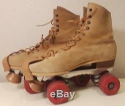 Riedell Red Wings Brown Suede Roller Skates Jogger Trucks Mens Size 9 Excellent