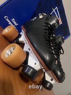 Riedell Roller Skates 495 Premium Leather Boots Size 8 Vanguard Fan Jet wheels