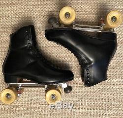 Riedell Roller Skates Blk Leather 10 W Wide Atlas Plates Fafnir 37k Bones 62mm