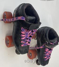Riedell Roller Skates Junior Sz 3 Black With Radar Zen Wheels 62/85 & Bearings