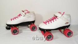Riedell Roller Skates R3 Cayman Radar White Pink Womens Size 8 Roller Derby