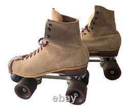 Riedell Roller Skates Red Wing 130M Size 9 Tan Suede Itec Plates Toe Protectors