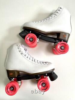 Riedell Roller Skates Size 8 Stock Number 111 CZWhite With Pink Wheels Zen Sonar