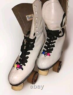 Riedell Roller Skates Size 9.5 White Tall Model 192 FO-MAC Wheels Chicago VTG