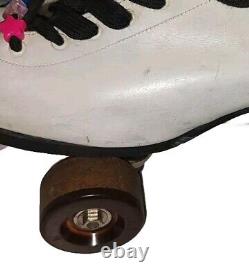 Riedell Roller Skates Size 9.5 White Tall Model 192 FO-MAC Wheels Chicago VTG