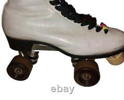 Riedell Roller Skates Size 9.5 White Tall Model 192 FO-MAC Wheels Chicago VTG