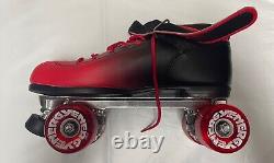 Riedell Skates Dart Ombré Quad Roller Speed Skate Black & Red Size 12
